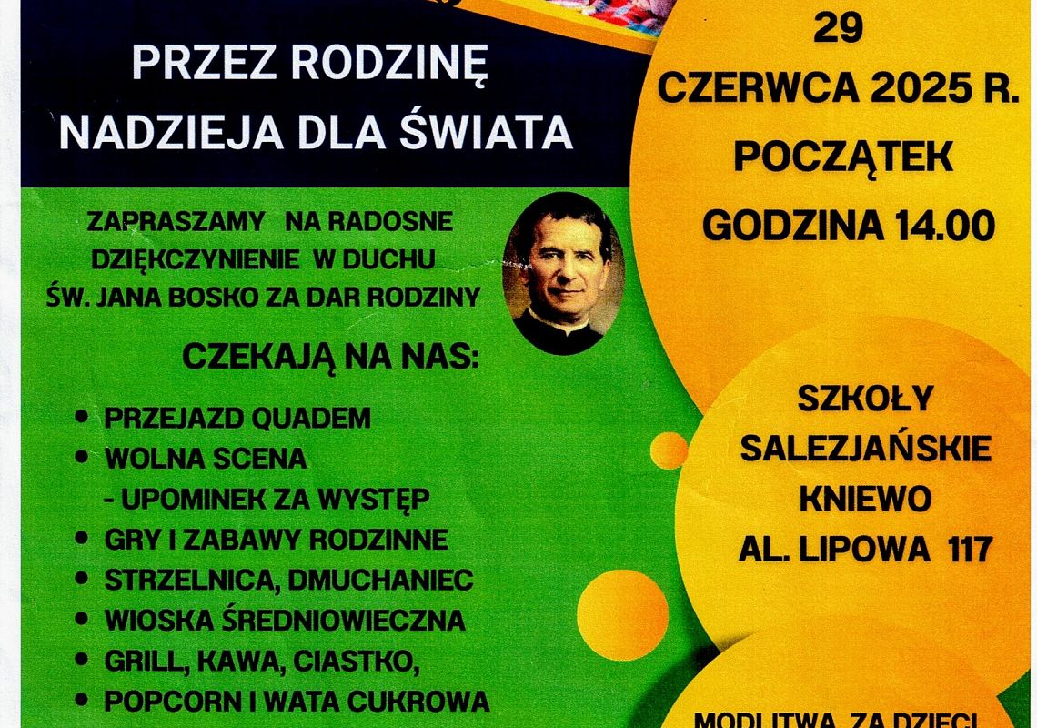 Zaproszenie: 29 czerwca - festyn rodzinny w Kniewie