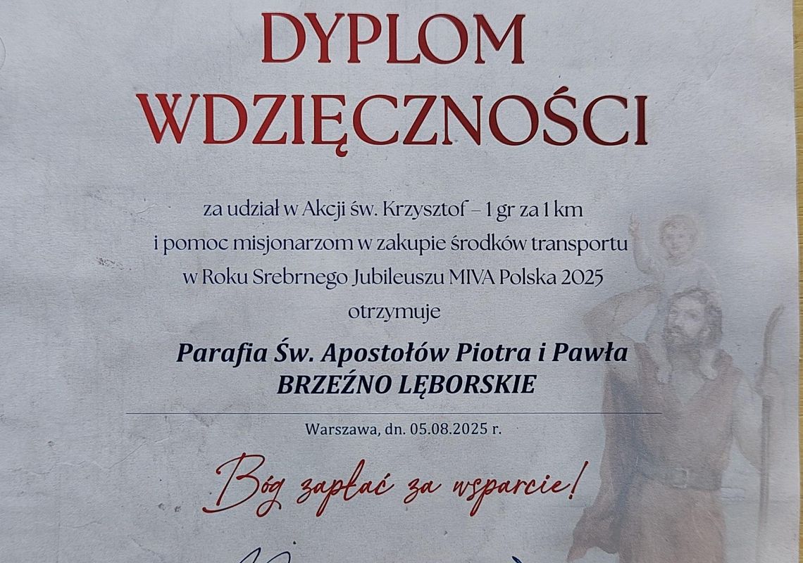 MIVA Polska - podziękowanie