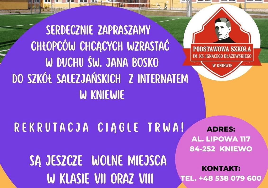 Nabór do Szkół Salezjańskich w Kniewie